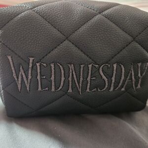 Wednesday Black Quilted Cosmetic Bag